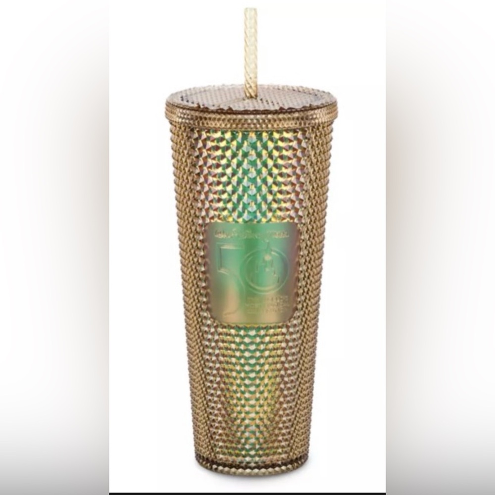 STARBUCKS 50th Anniversary Gold Studded Tumbler & Straw 24oz Limited Edition NEW